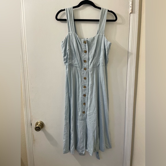 Eva Mendes Light Denim Midi Dress Small - Picture 2 of 12